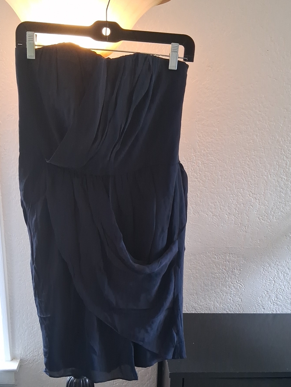 Ali Ro Strapless Draped Navy Cocktail Dress